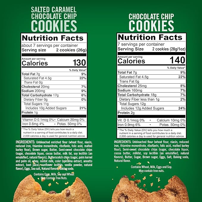 Tate's Bake Shop Cookies Variety Pack, Salted Caramel Chocolate Chip & Chocolate Chip Cookies, 4 Bags