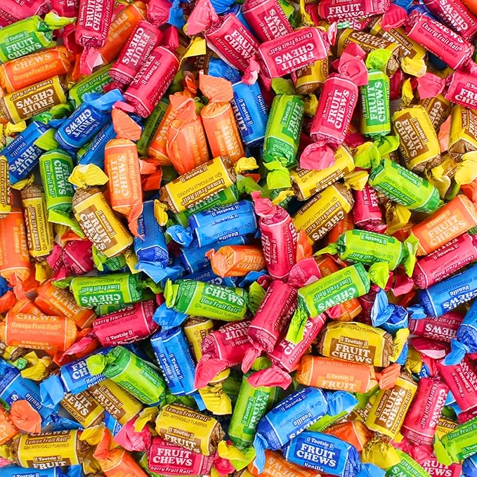 Mini Fruit Flavored Fruit Chews - Fruity Flavored Bulk Bites, Individually Wrapped Candy - by Queen City Candy Cave (5 Pound)