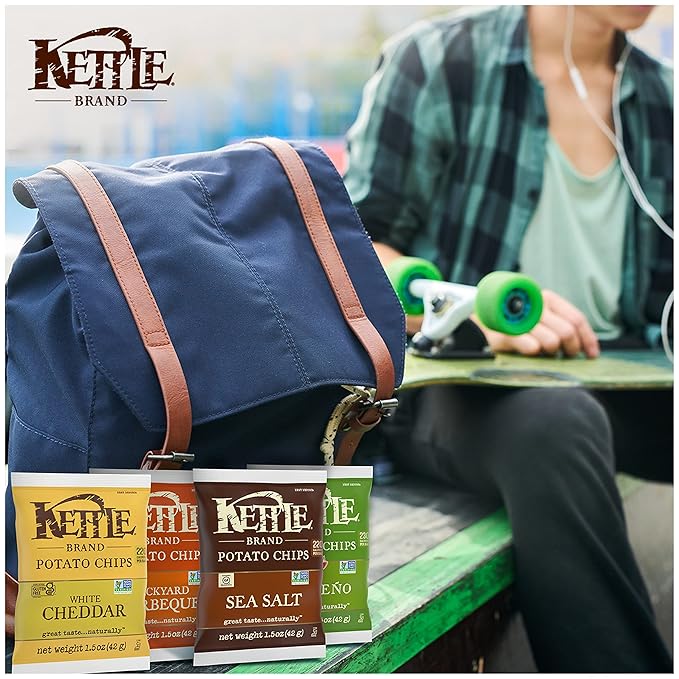 Kettle Brand Potato Chips, Variety Pack, 30 Ct Snack Bags, 1.5 Oz Each