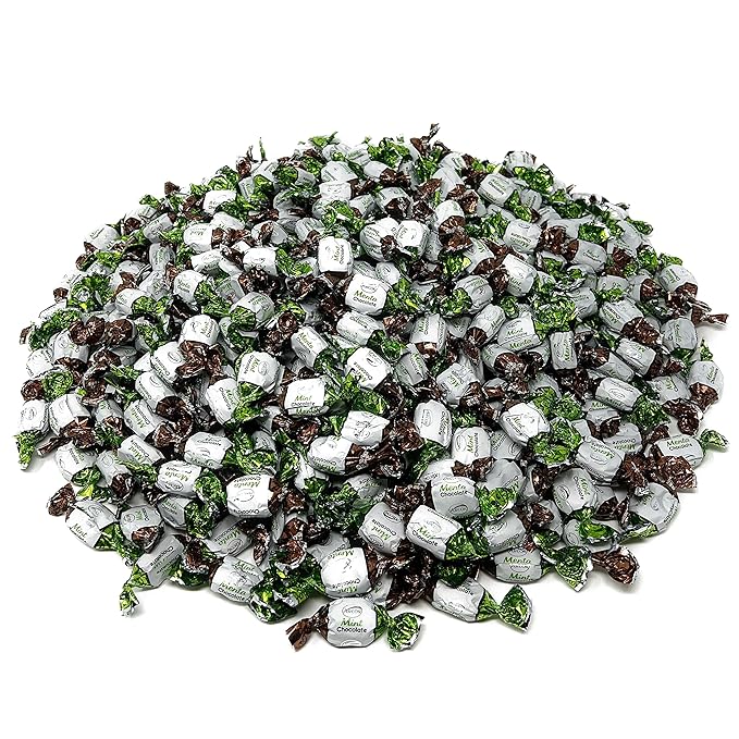 Chocolate Filled Mints - 6 lbs - Refreshing After Dinner Mint Hard Candies Filled with Chocolates - Bulk American Vintage Candy Assortment - Individually Wrapped, 96 oz.