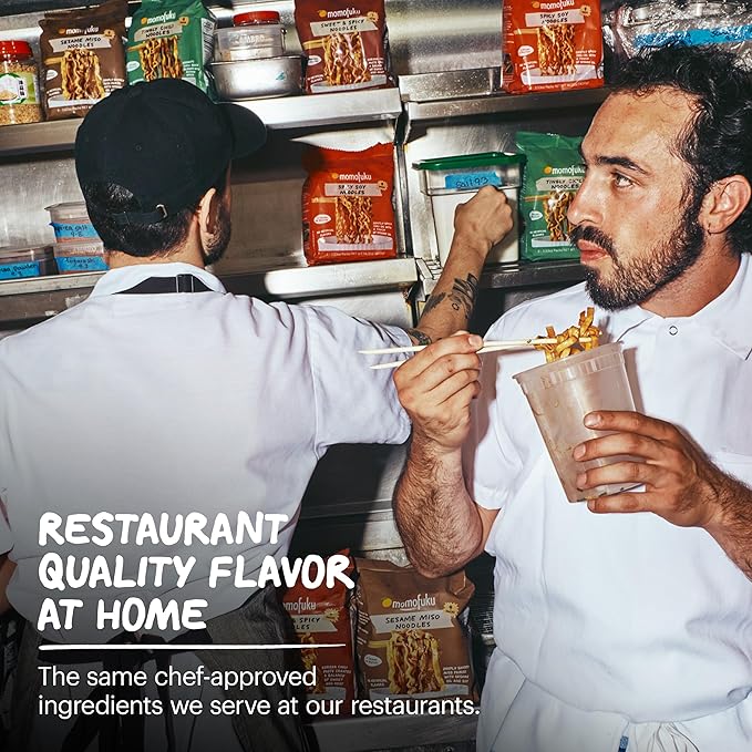 Spicy Soy Noodles Ramen Noodles by David Chang, 4 Pack of Restaurant Quality Air-Dried Instant Noodles Now with More Sauce & 10g of Protein