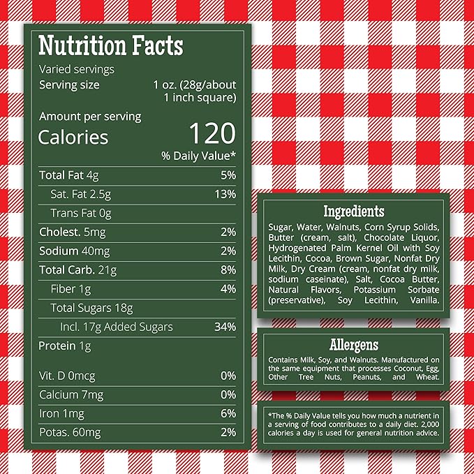 Valley Fudge, Chocolate Walnut, Fresh Artisan Fudge, Real Butter, Gourmet Candy, One Pound Package