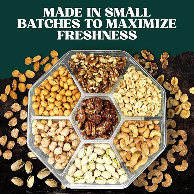 Valentines Day Nuts Gift Basket - Gourmet Food Gift Basket With a Variety of Freshly Roasted Nuts - Beautifully Packaged Gift for Birthday, Sympathy. (Large Family Pack)