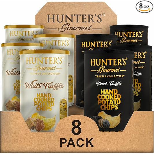 Hunter's Gourmet Truffle Chips | No Cholesterol | Preservatives-Free | No Artificial Colors | Hand-Cooked | Vegan Truffle Lover | Made in a Nut-Free Facility | Great for Special Occasions | Pack of 8