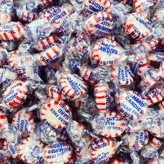 Sugar Free Peppermint Starlight Mints Hard Candy - 3 lb Bulk Bag Individually Wrapped Keto And Diabetic Friendly Gourmet Peppermint Flavored Candies (48oz)