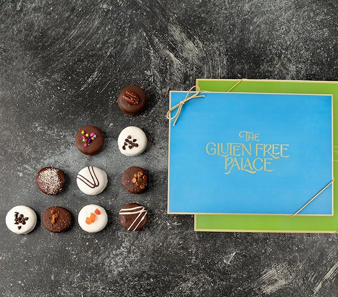 Gluten Free Palace Valentine’s Day Cookie Gift Basket – Vegan Gluten Free Chocolate Covered Cookies – Gourmet Gift Box for Women, Men, Couples & Friends – Delicious Gluten Free Treats for Valentine’s (12 Count)