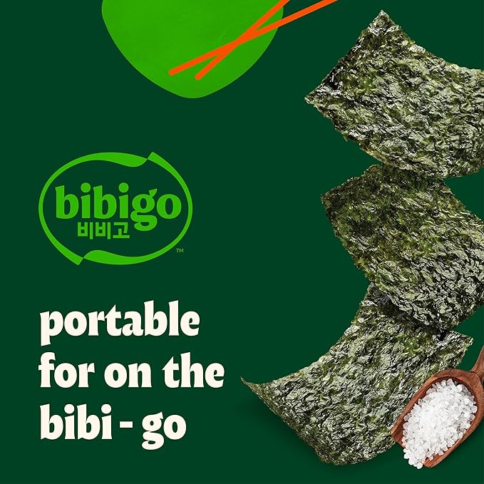 Bibigo Seaweed Snack, Sea Salt Flavor, Non GMO, Gluten Free, 0.35 Ounces (Pack of 12)