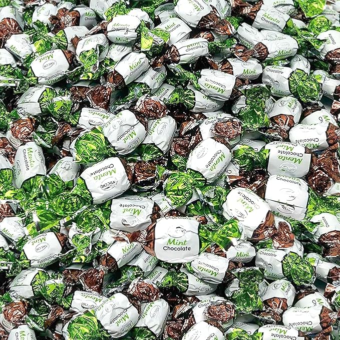 Chocolate Filled Mints - 6 lbs - Refreshing After Dinner Mint Hard Candies Filled with Chocolates - Bulk American Vintage Candy Assortment - Individually Wrapped, 96 oz.