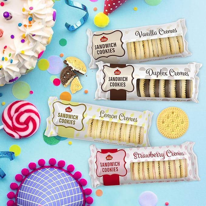 Carley's Sandwich Cookies, Duplex Chocolate & Vanilla Creme, Perfect Lunch Box or On-the-Go Snacks, Dessert Sweets, Snack Food Gifts, Kosher, Sweet Treats, Nut-Free, 3.5 Oz Snack Packs, Pack of 12