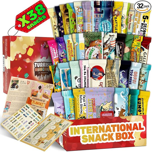 International Snack Box, Unique Experience with Universal Exotic Candies and Treats from around the World, Gift-Ready Foreign Foods in Packages Inspired by European, Japanese and Korean Cultures
