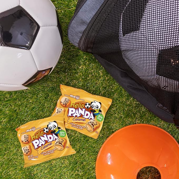 Meiji Hello Panda Cookies, Caramel Crème Filled - 6 oz, Pack of 8, 64 Bags Total - Bite Sized Cookies with Fun Panda Sports