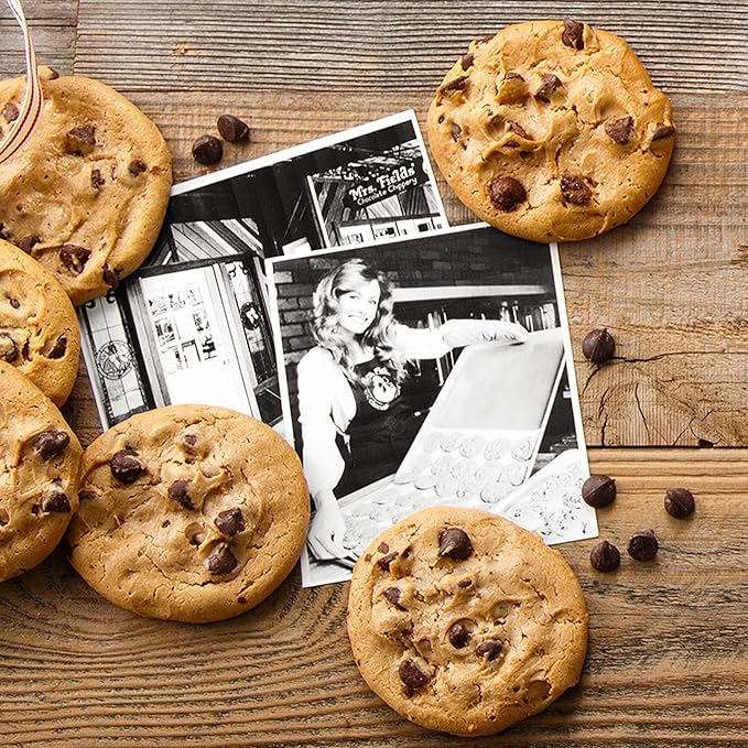 Mrs. Fields Golden Mini Cookie Box - Assorted with 24 Nibblers Bite-Sized Cookies in 4 Signature Cookie Flavors