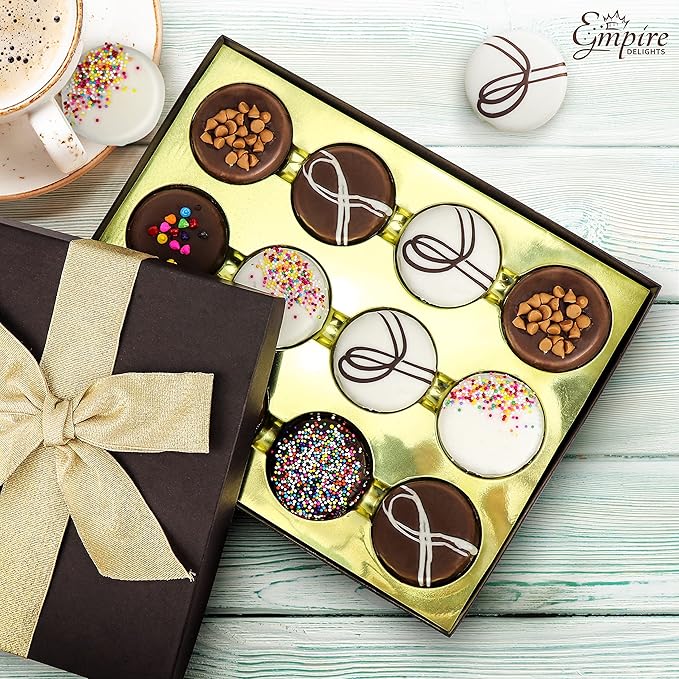 Gourmet Cookies Gift Basket - Delicious Chocolate Gift Basket Great for Birthday Treats for Women and Men - Fancy Chocolate Covered Cookies for Gifting, 12 Count