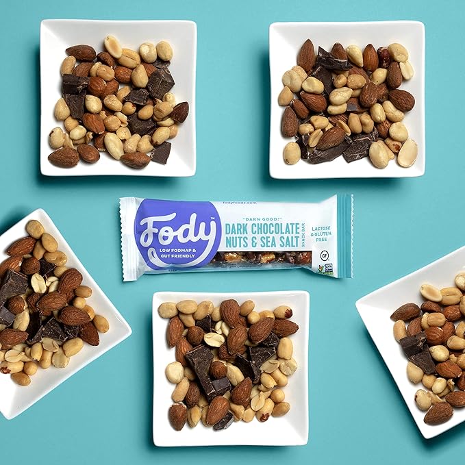 Fody Foods Snack Bars, Dark Chocolate Nuts & Sea Salt, 1.41 Oz (Pack of 12), 5g Protein, Low FODMAP, Gut & IBS Friendly, Vegan, Lactose Free, Non-GMO, Gluten Free