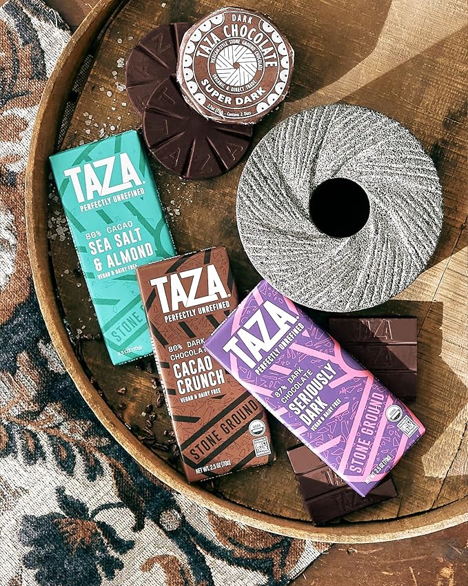 Taza Chocolate Organic Amaze Bar 95% Stone Ground, Wicked Dark with Almonds, 2.5 Ounce (6 Count), Vegan