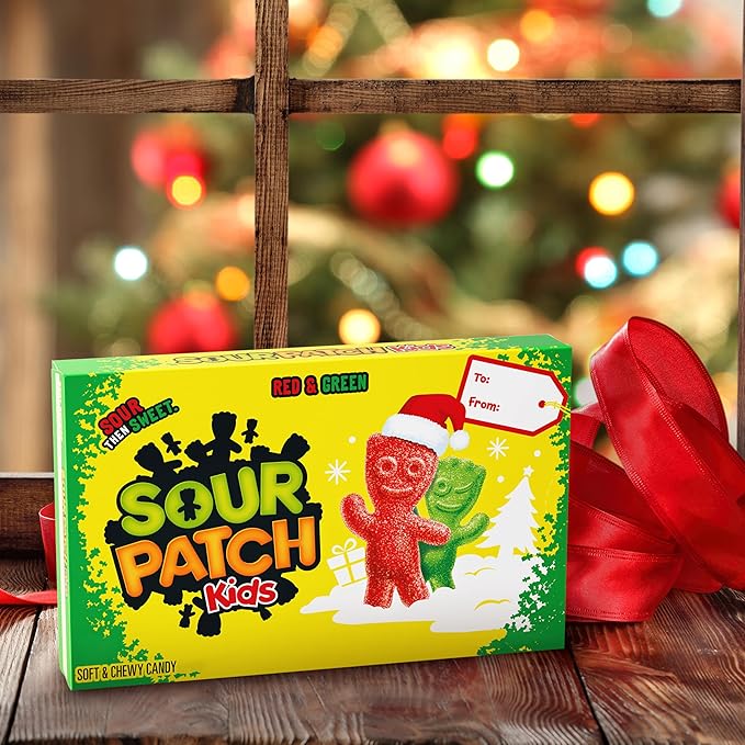 SOUR PATCH KIDS Red & Green Soft & Chewy Holiday Candy, Bulk Candy, 12 - 3.1 oz Boxes