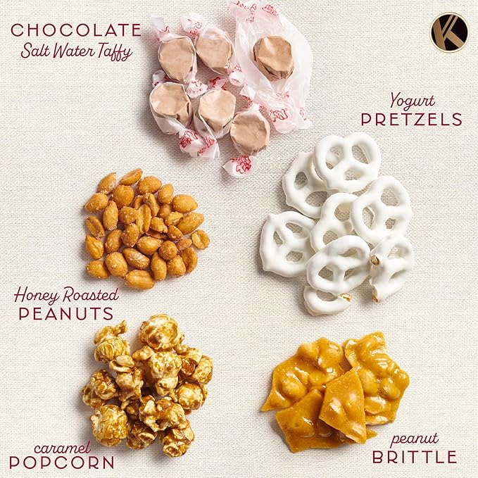 KREMERY Creamy Chocolate Cravings - Valentines Day Chocolate Covered Pretzels & Caramel Popcorn Gift Basket, in Seagrass Tray + Ribbon (Classic, 1.5 lbs) Sweet Treats Food Arrangement, Kosher