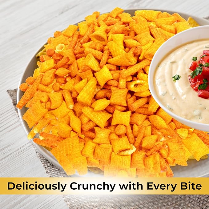 Corn Chips Mix Crackers 8.8 Oz, Gluten Free, Vegan, NON GMO, Natural, Halal, in Resealable Bag, Crunchy
