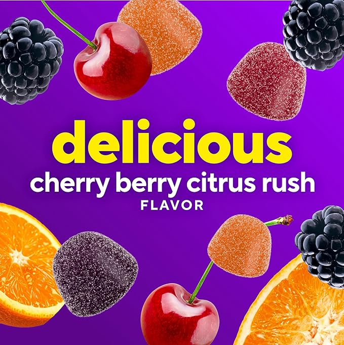 vitafusion Probiotic + Prebiotic Fiber Gummies for Adults, Probiotic Supplement with Prebiotic Fiber to Support Gut Health and Provide Good Bacteria (1), Cherry Berry Citrus Rush Flavor, 60 Count
