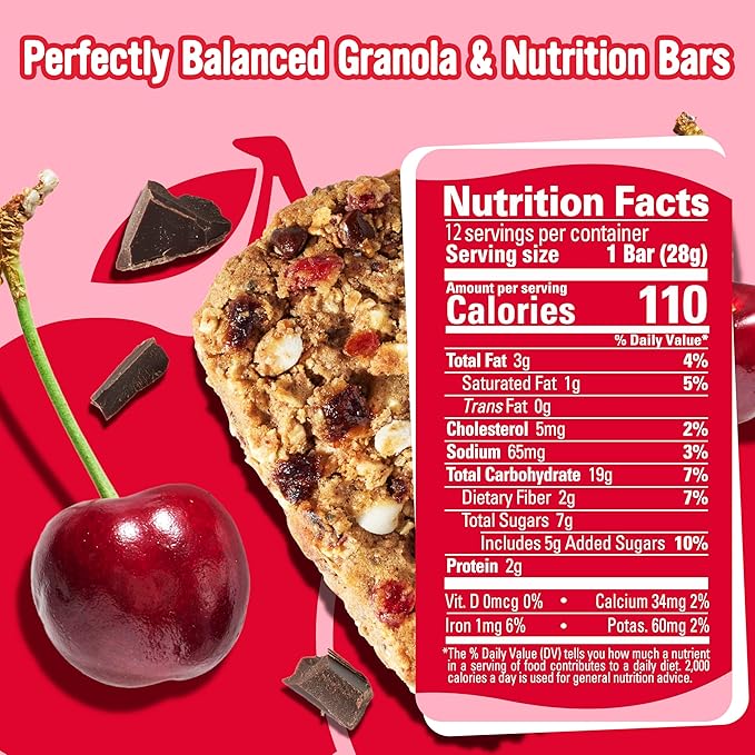 Cooper Street Chocolate Cherry Granola Bakes (12 pack) - Individually Wrapped Soft and Chewy Breakfast Granola Bars - Nut, Dairy & Soy Free - Great As Kids Snacks For School, Hiking Or Lunchbreak