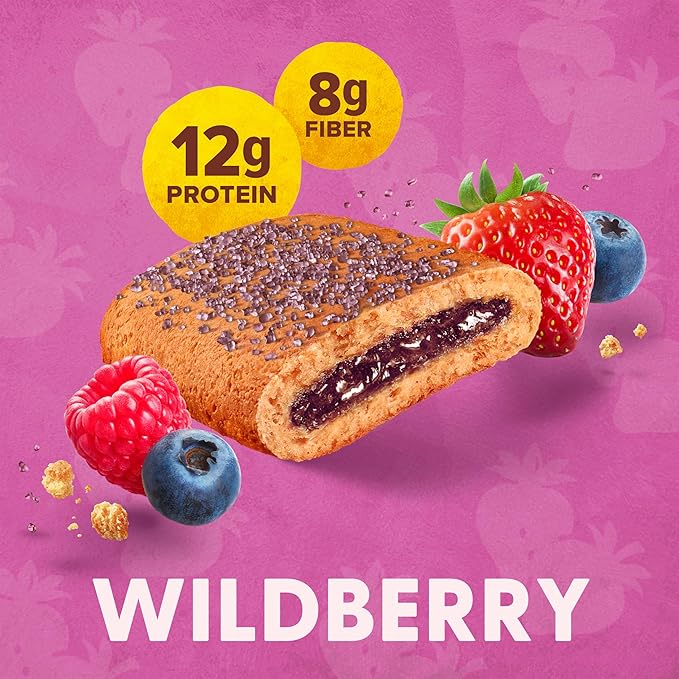 Pure Protein Wildberry Soft Baked Protein Bars – 12g Protein, 8g Fiber, Whole Grain Breakfast Bars, High Fiber, Individually Wrapped Protein Snacks for On-the-Go – 10 Count
