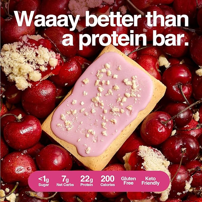 Legendary Foods 22g Protein Pastry 0g Added Sugar, Low Carb, Gluten Conscious, Keto Snack, Ideal for Glucose Management, Includes Whey Protein Isolate, 8 Pack Cherry Crumble