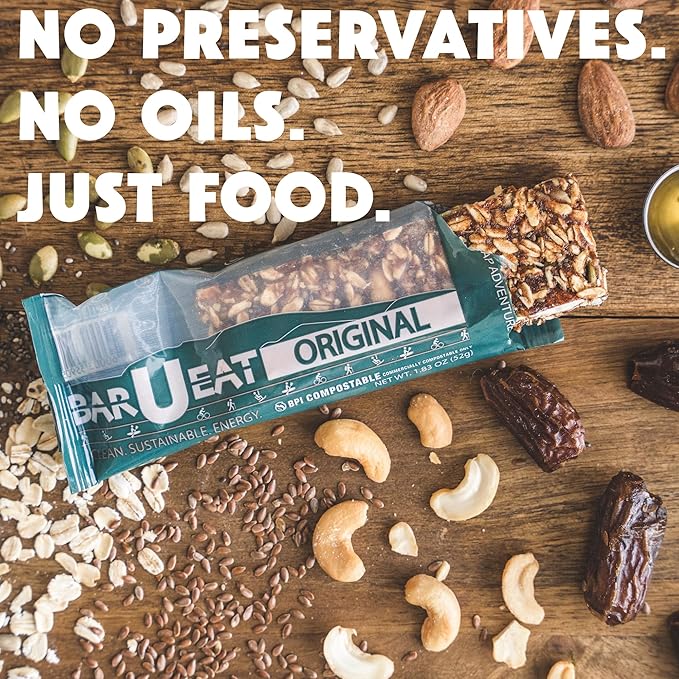 BAR-U-EAT Gluten-Free, Organic, Soft & Chewy Granola Bar. Whole Food Ingredients | Compostable Packaging | No Articial Sugar (Original 12 Pack)