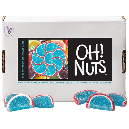 Oh! Nuts Blue Raspberry Jelly Fruit Slices Sugar Candy - 5 LB Bulk Bag - Traditional Old Fashioned Chewy Gummy Sweet Confectionery - Gluten-Free, Kosher Certified Pareve (150 CT)