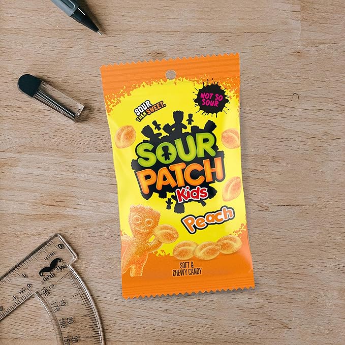 SOUR PATCH KIDS Peach Soft and Chewy Candy, Bulk Candy, 8-8.07 oz Bags