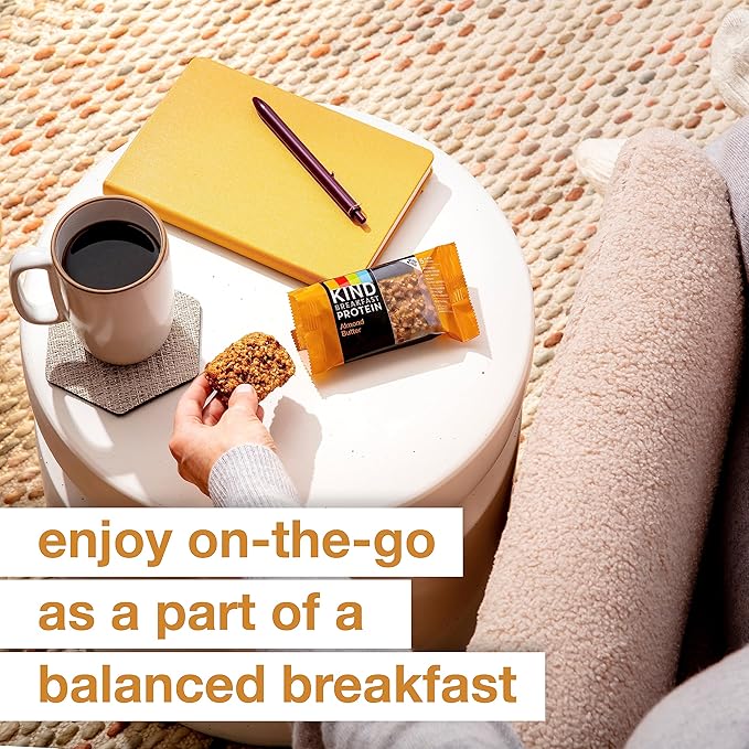 KIND Breakfast Protein Bars, Almond Butter, Healthy Snacks, Gluten Free, 8g Protein, 30 Count