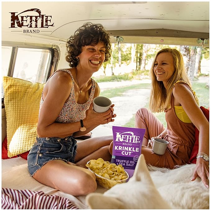 Kettle Brand Potato Chips, Krinkle Cut, Truffle Oil & Sea Salt Kettle Chips, 7.5 Oz (Pack of 12)