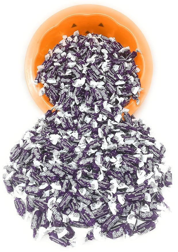 Bulk Grape Flavor Tootsie Roll Frooties Chewy Purple American Taffies Candy Individually Wrapped In Resealable Assortit Bag 5 Lb 735+pcs (80-Oz) - Made In USA