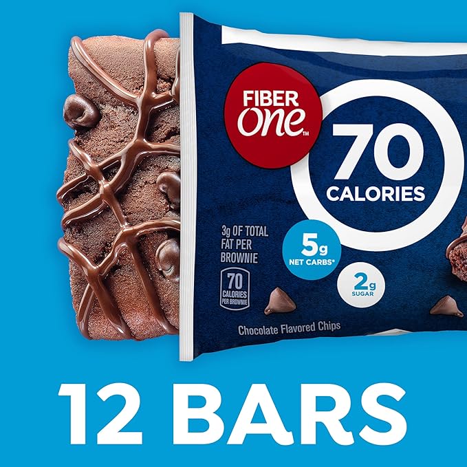 Fiber One 70 Calorie Brownies, Chocolate Fudge, Snack Bars, 12 Count (Pack of 4)