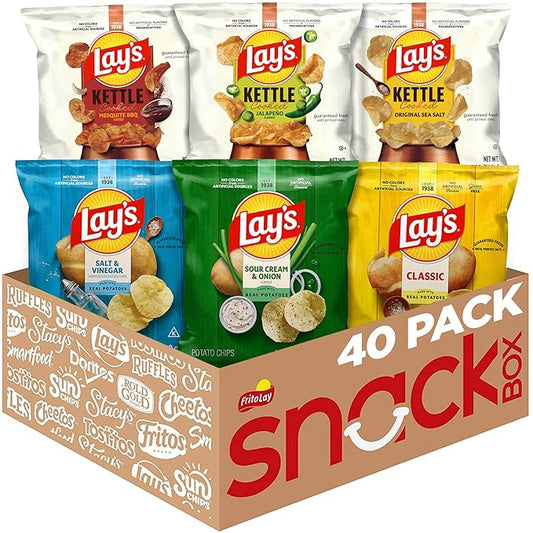 Lay's Potato Chips, Regular & Kettle Variety Pack, (Pack of 40)
