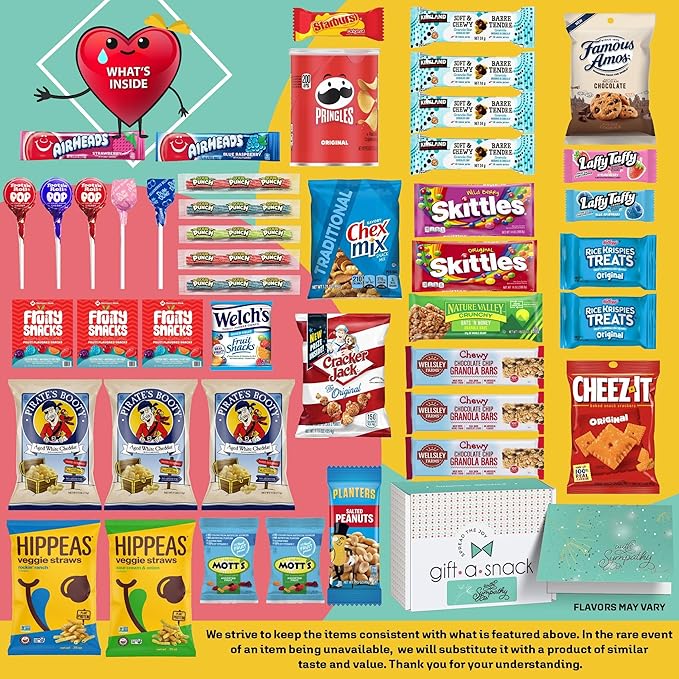 Gift A Snack - Sympathy Snack Box Care Package + Greeting Card (45 Count) Condolence for Loss of Loved One, Dog Pet Cat Memorial Sweet Treats Gift Basket - Office Food Assortments