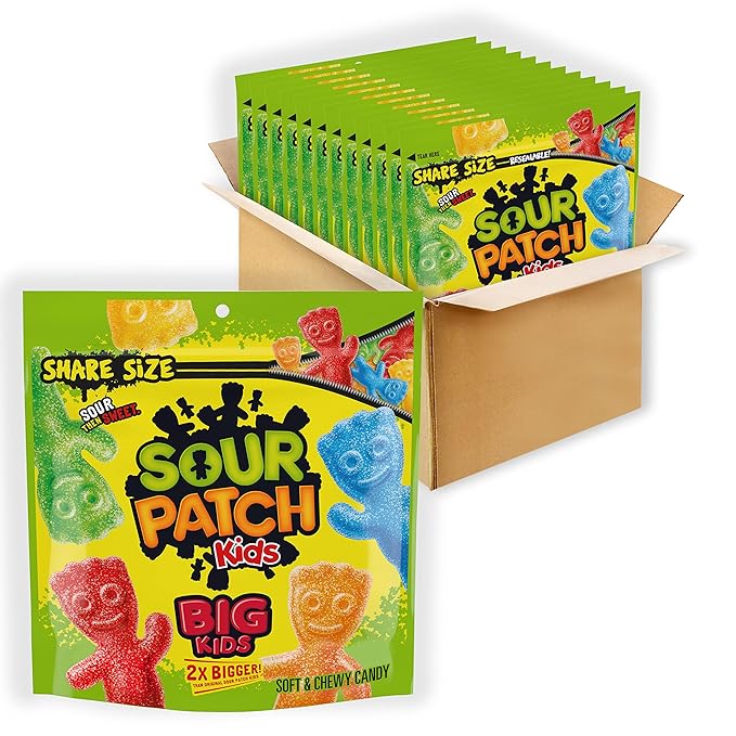 SOUR PATCH KIDS Big Kids Soft & Chewy Candy, Share Size, Bulk Candy, 12 - 12 oz Bags