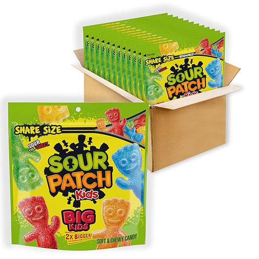 SOUR PATCH KIDS Big Kids Soft & Chewy Candy, Share Size, Bulk Candy, 12 - 12 oz Bags
