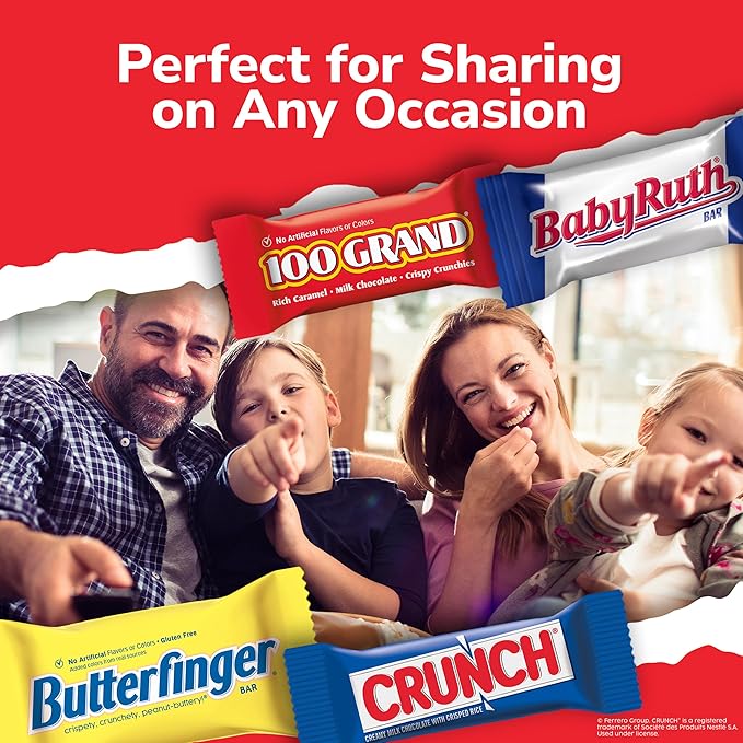 Butterfinger, CRUNCH, Baby Ruth, 100 Grand Minis, Assorted Candy Bars, Great for Sharing, Bulk 135 Count Pack, 55.3 oz