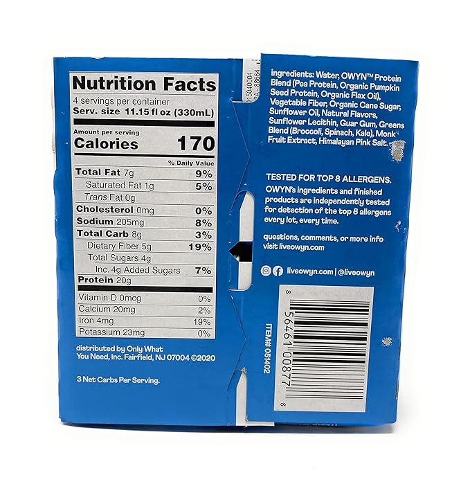 OWYN 100% Vegan Plant-Based Protein Shakes | Smooth Vanilla, 11.15 Fl Oz (Pack of 4) | Dairy-Free, Gluten-Free, Soy-Free, Tree Nut-Free, Egg-Free, Allergy-Free, Vegetarian