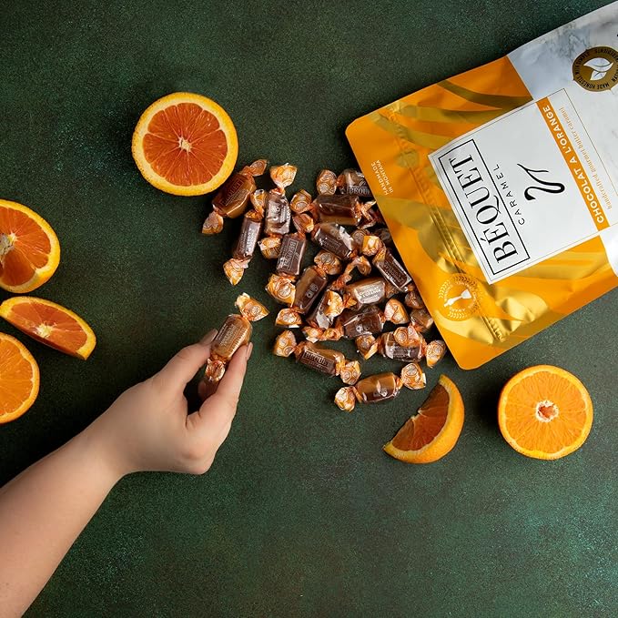 Béquet Caramel - Chocolat A L'Orange - Caramel Candy Individually Wrapped - Made in Montana - Kosher (Star D) and Gluten Free - 24oz Resealable Pouch
