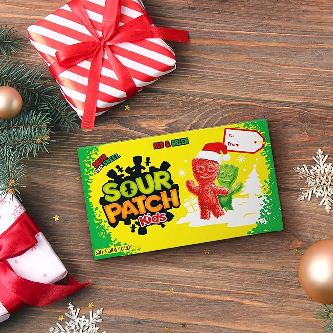 SOUR PATCH KIDS Red & Green Soft & Chewy Holiday Candy, Bulk Candy, 12 - 3.1 oz Boxes