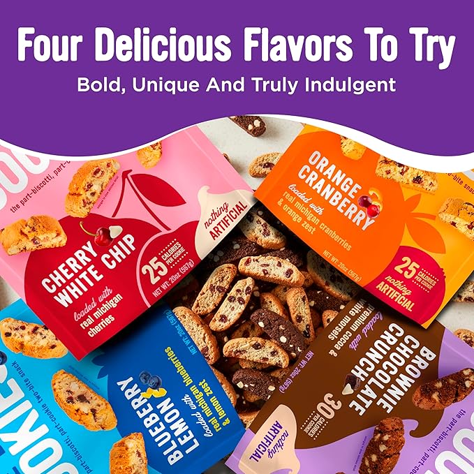 Cooper Street Twice Baked Biscotti Cookies Variety Pack - 1.25 Pounds Per Bag (4 Pack) - Gourmet Cookies Ideal With Coffee Or Tea | Peanut and Dairy Free Low Sodium Breakfast or On-The-Go Snack