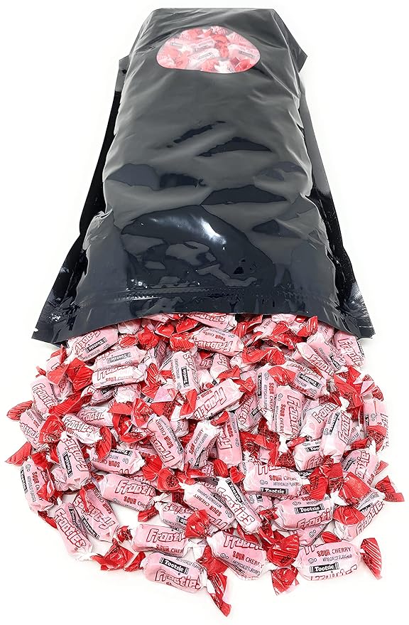 Bulk Sour Cherry Flavor Tootsie Roll Frooties Chewy Red American Taffies Candy Individually Wrapped In Resealable Assortit Bag 5 Lb 735+pcs (80-Oz) Made In USA