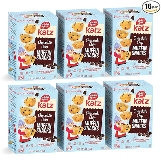 Katz Gluten Free Chocolate Chip Muffin Snacks. Free of Dairy, Nuts, and Soy. Kosher 6 Oz (6pk)