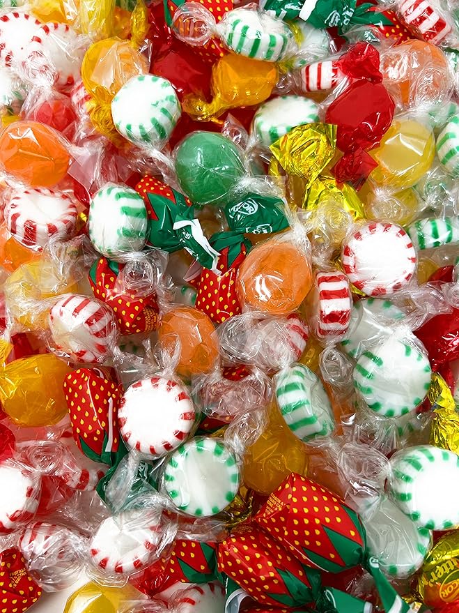 American Old Fashioned Hard Candy - 10 lbs - Peppermint and Spearmint Starlights, Cinnamon Disks, Butterscotch, Strawberry Jelly Filled Candy and Fruity Hard Candy - Bulk Holiday Classics Assortment- Individually Wrapped, 160 oz.