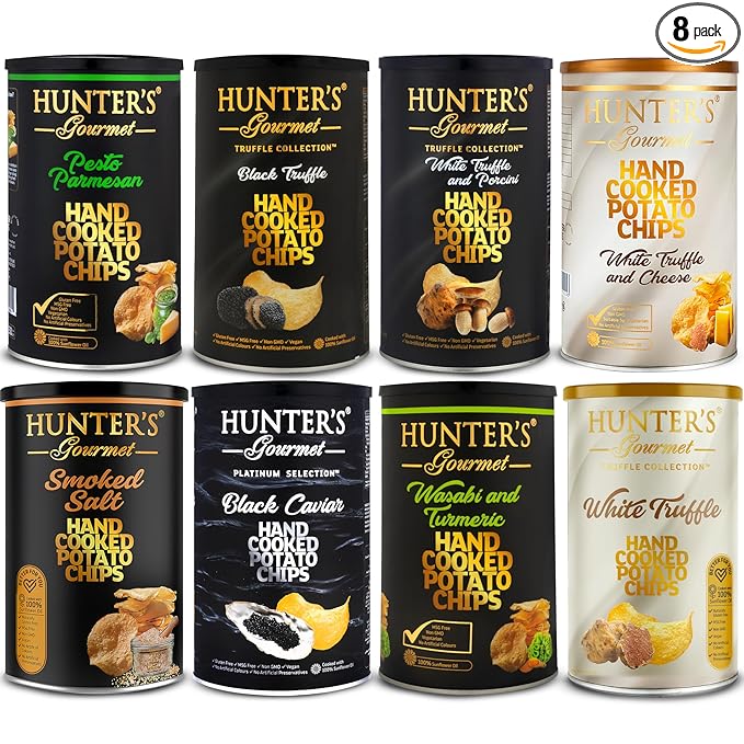 Hunter's Gourmet Chips Collection | No Preservatives | Made in a Nut-Free Facility | No Artificial Colors | No Cholesterol | MSG-Free | Gluten-Free Snacks | Ultimate Variety Pack of 8.