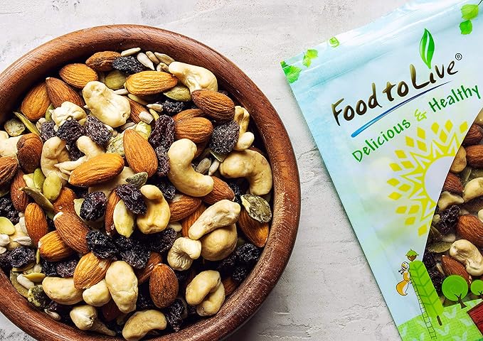 Organic Raw Seeds, Nuts and Raisins Mix, 2 Pounds - Raw and Non-GMO Trail Mix Contains Walnuts, Almonds, Cashews, Hazelnuts, and Raisins. Vegan Superfood Snack, Kosher, No Added Sugar and Oil, Bulk