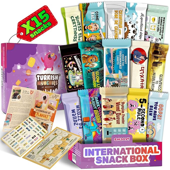 International Snack Box, Unique Experience with Universal Exotic Candies and Treats from around the World, Gift-Ready Foreign Foods in Packages Inspired by European, Japanese and Korean Cultures