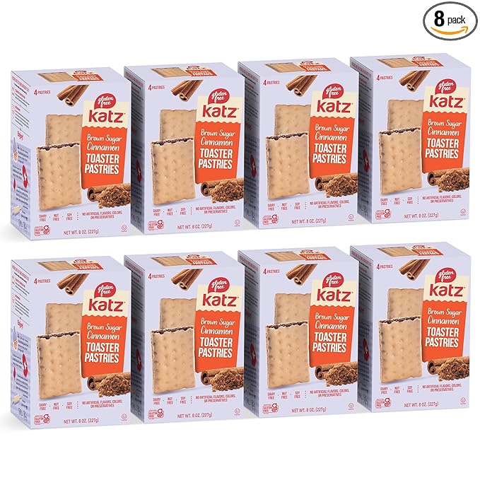 Katz Gluten Free Cinnamon Toaster Pastries. Healthy snacks for adults and kids. Free of Dairy, Peanuts, Tree Nuts, and Sesame, No Artificial Color. Kosher 8oz (8pk).