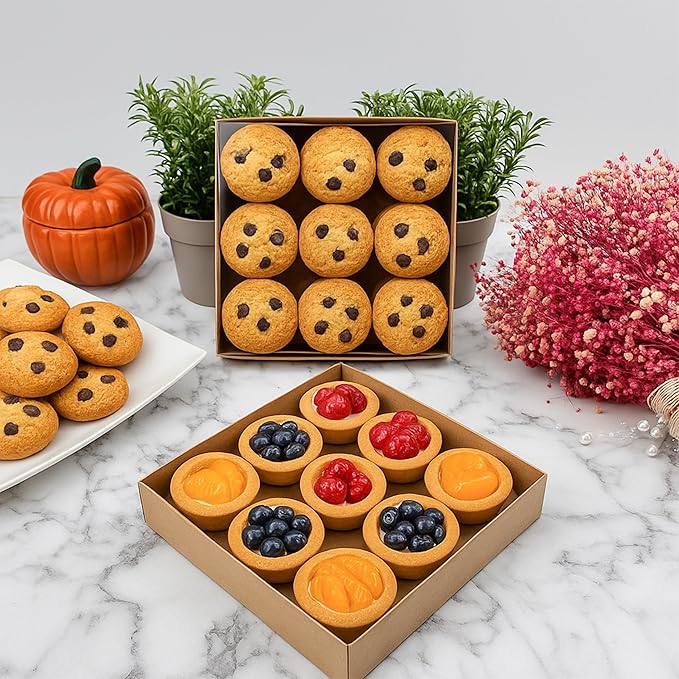 Diakarma Gift Boxes with Clear Cover, Bakery Treat Boxes for Small Cakes, Cookies, Desserts, Donuts, Pastries, Gifts, and Party Favors – Durable & Elegant (24 Pieces Brown Kraft, 6"x6"x1.2")